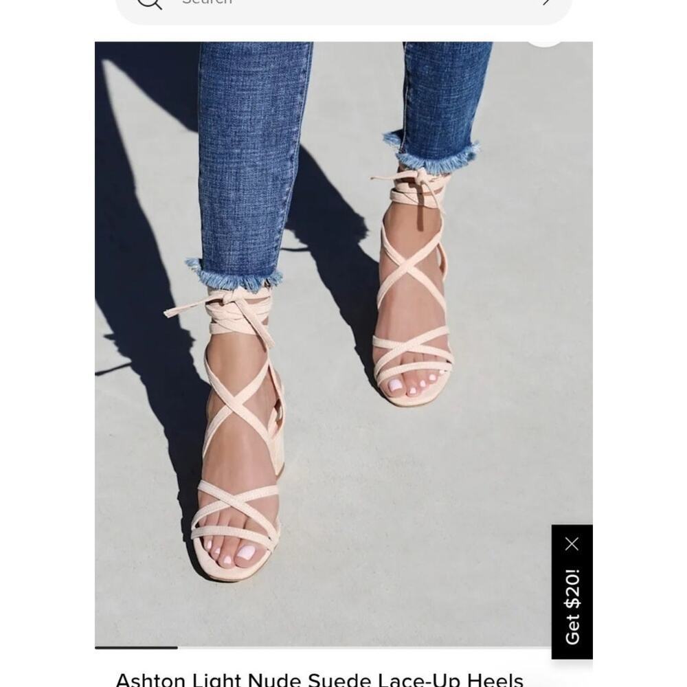 Ashton Light Nude Suede Lace-Up Heels Size 7.5 - Picture 3 of 10